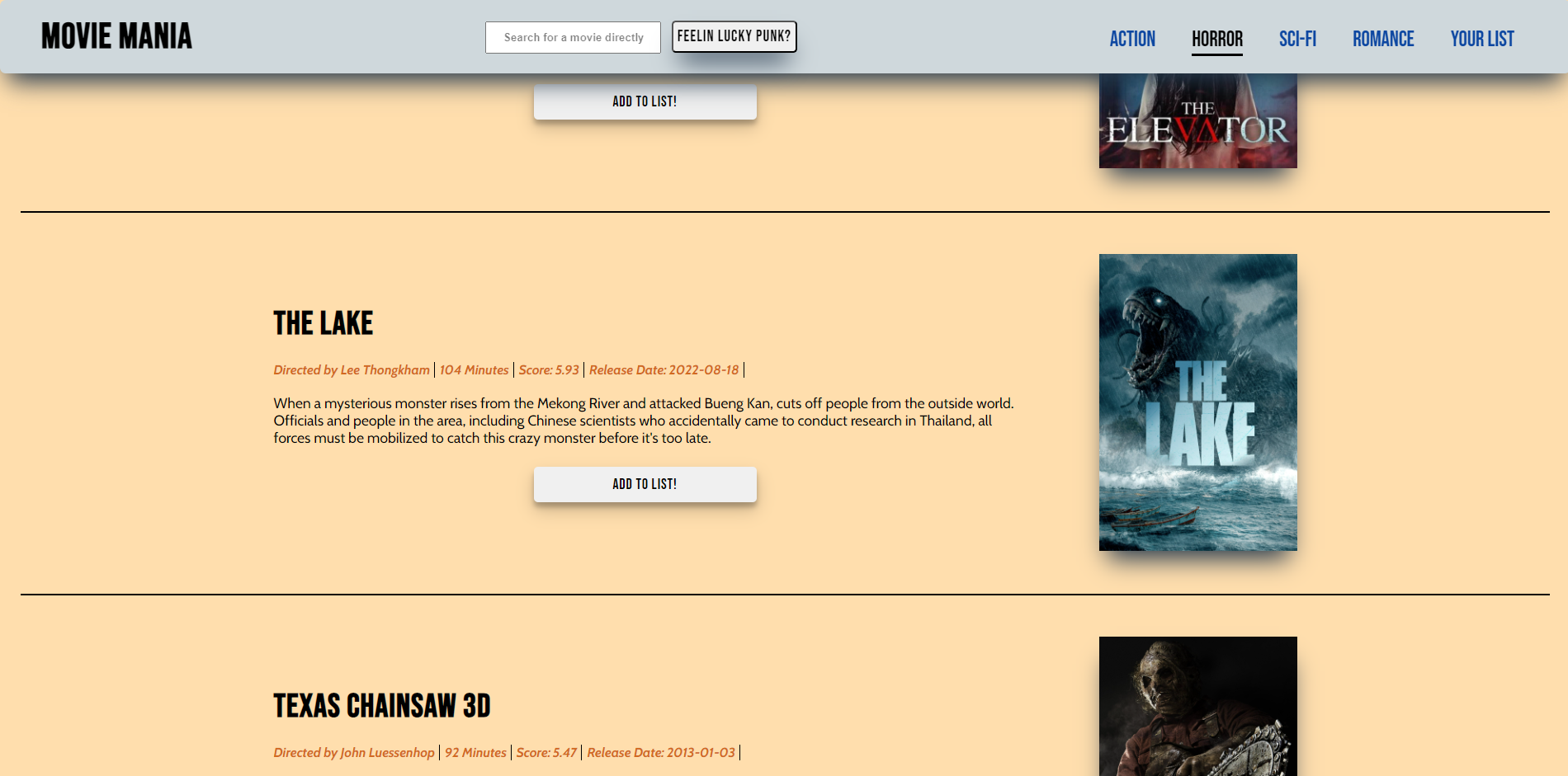Image of a project using the movie database